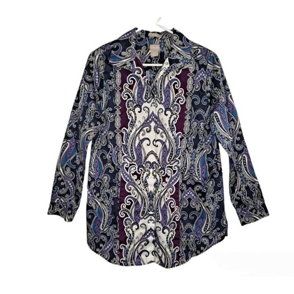 Chico's Tops - Chico's Paisley Button Front Blouse Purple Blue Chico's 0 or US 4/6